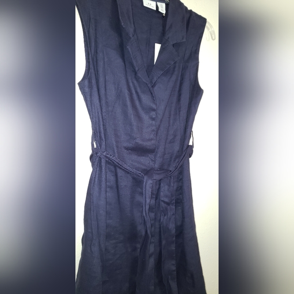 H by Halston Sleeveless Linen Dress Navy Blue size 8. NWT - Picture 2 of 12